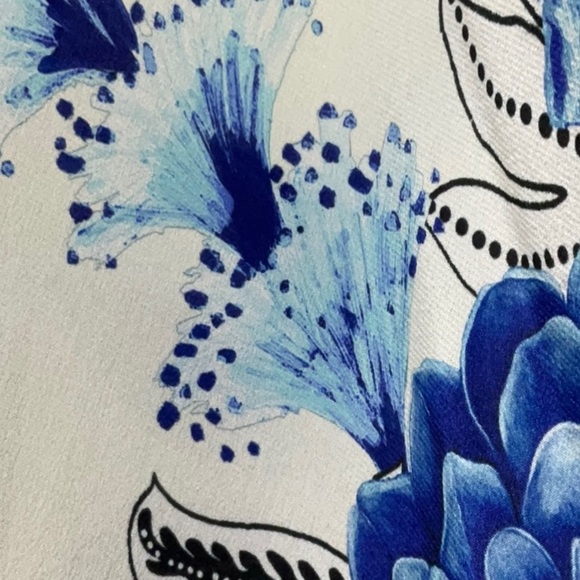 Anthropologie Farm Rio Lazule Silk Faux Wrap Resort Floral Blouse Shirt Top M - Picture 4 of 6